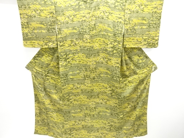 JAPANESE KIMONO / ANTIQUE KIMONO / SILK / KINSHA / FLORAL PLANTS